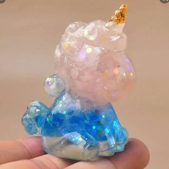 New!  Crushed Genuine Crystal Stone and Resin, Unicorn Pink & Blue Quartz - Picture 1 of 2